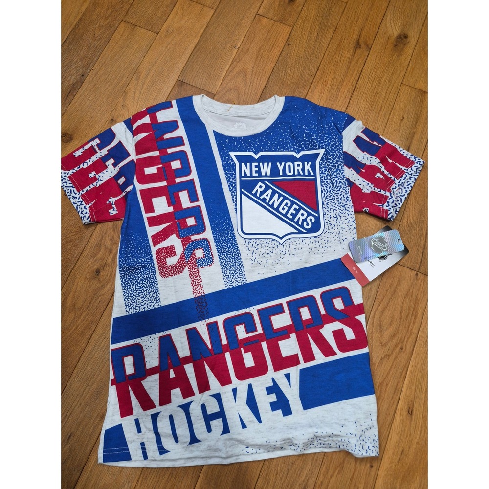 NHL New York Rangers Youth T-Shirt Size M 10/12 Blue Red White Hockey Tee NWT